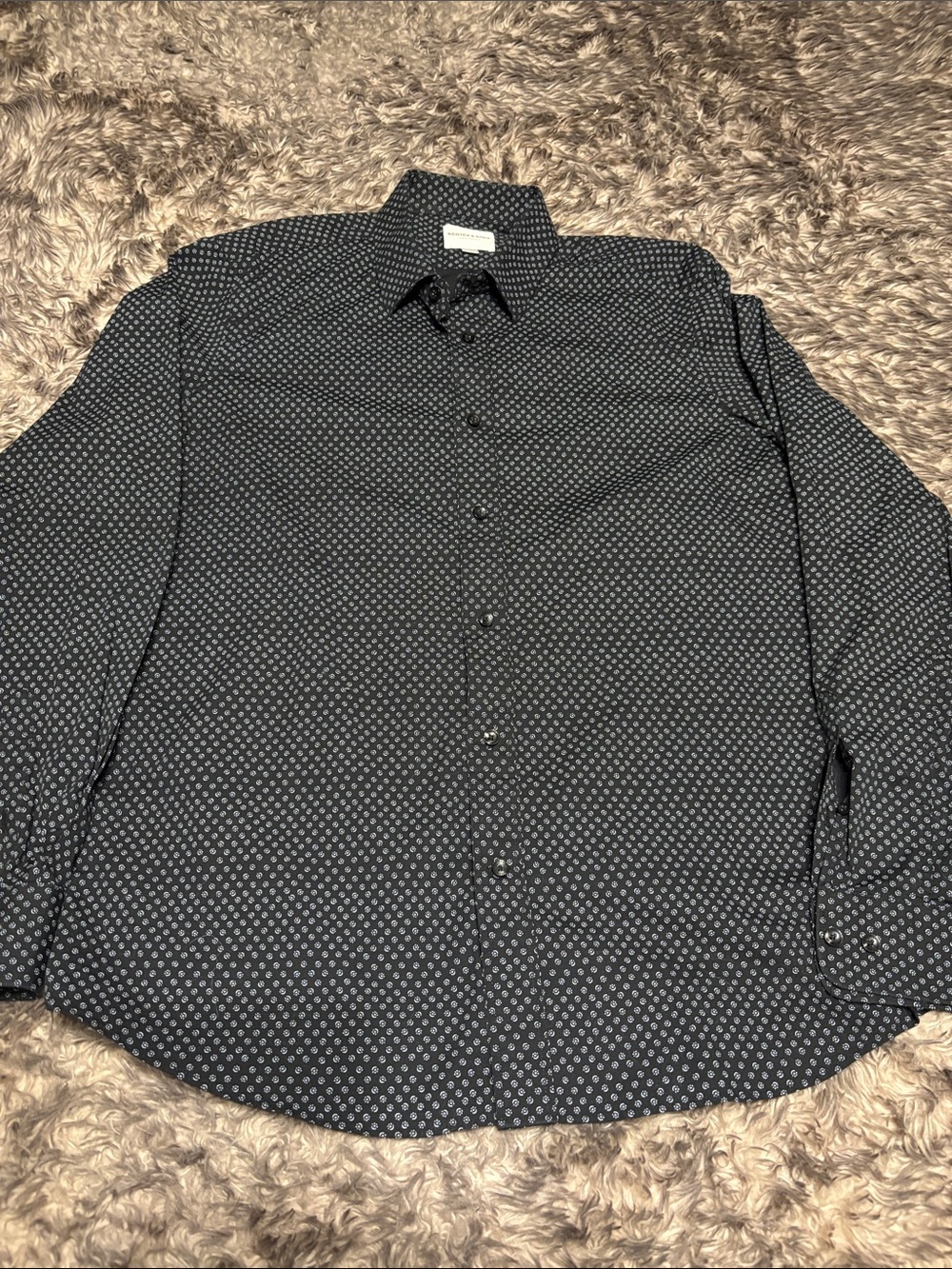 Scotch & Soda Navy Button-Down Shirt with Small Geo Print